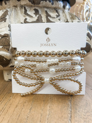 Gold Ball + Pearl Bracelet Set - Allure Boutique WY