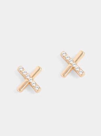 Gold Criss Cross with Stones Earrings - Allure Boutique WY