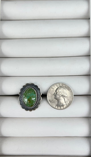Scalloped Green Turquoise Ring 6.5