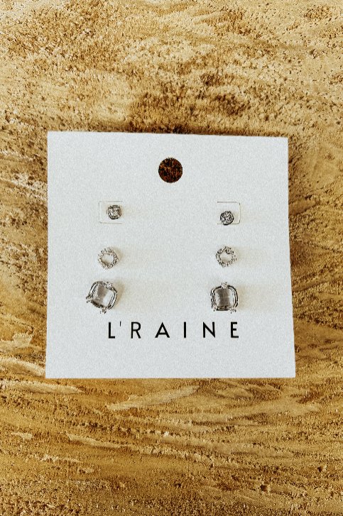 Halo Trio Silver Gold Dipped Earring Set - Allure Boutique WY