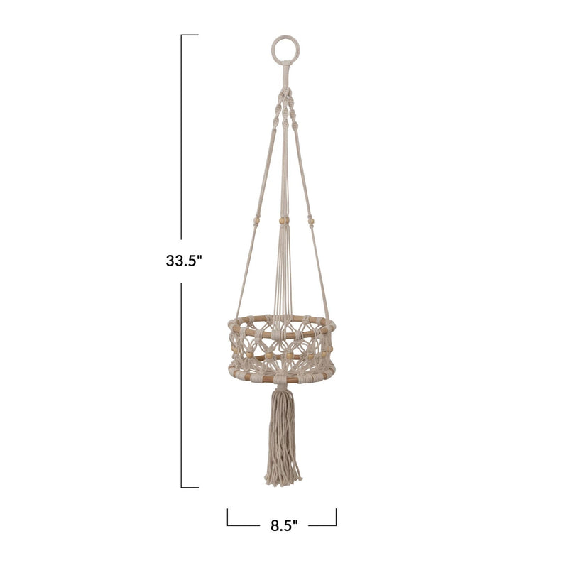 Hand-Woven Macrame & Rattan Plant Hanger - Allure Boutique WY