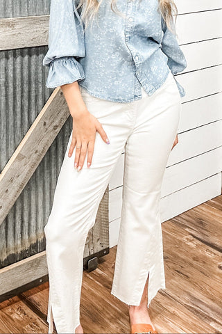 Hannah Crop Flare with Twisted Slit - Allure Boutique WY