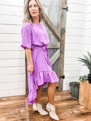 High Low Dolman Sleeve Midi Dress - Allure Boutique WY