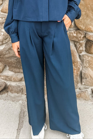 High Rise Pleated Wide Leg Trouser - Allure Boutique WY