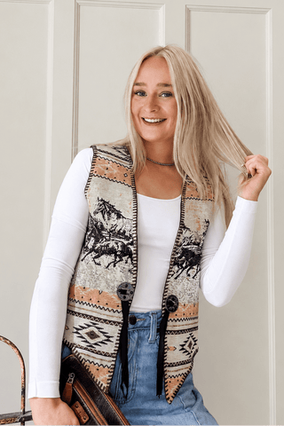 Horse Landscape Tapestry Vest - Allure Boutique WY