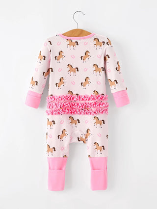 Horse Print Sleeper with Ruffle Butt - Allure Boutique WY