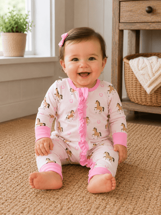 Horse Print Sleeper with Ruffle Butt - Allure Boutique WY