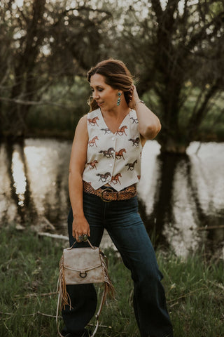 Horse Print Vest - Allure Boutique WY