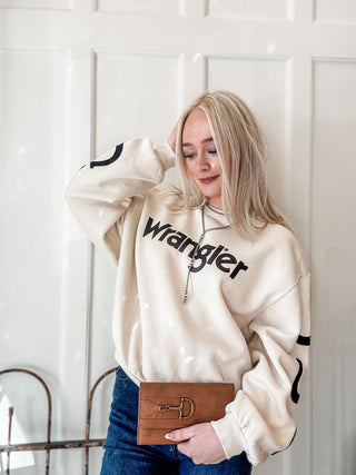 Horseshoe Sleeve Detail Sweatshirt - Allure Boutique WY