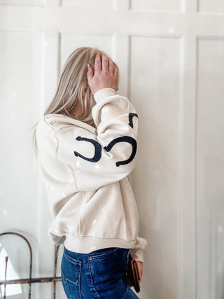 Horseshoe Sleeve Detail Sweatshirt - Allure Boutique WY