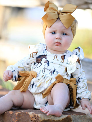 Infant Girls Horse Ruffle Butt Romper - Allure Boutique WY
