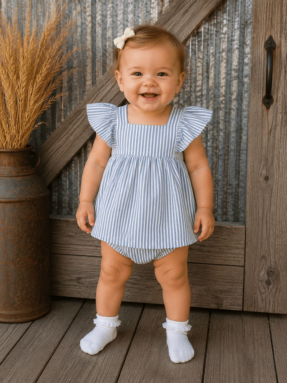 Infant Nautical Stripe Denim Dress