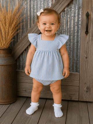 Infant Nautical Stripe Denim Dress - Allure Boutique WY