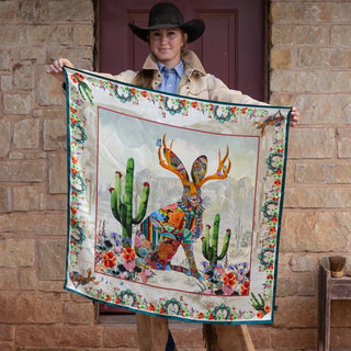 Jeweled Jackalope Wild Rag - 26" x 26" - Allure Boutique WY