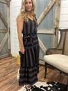 Just Jade V-Neck Tiered Dress with Sash