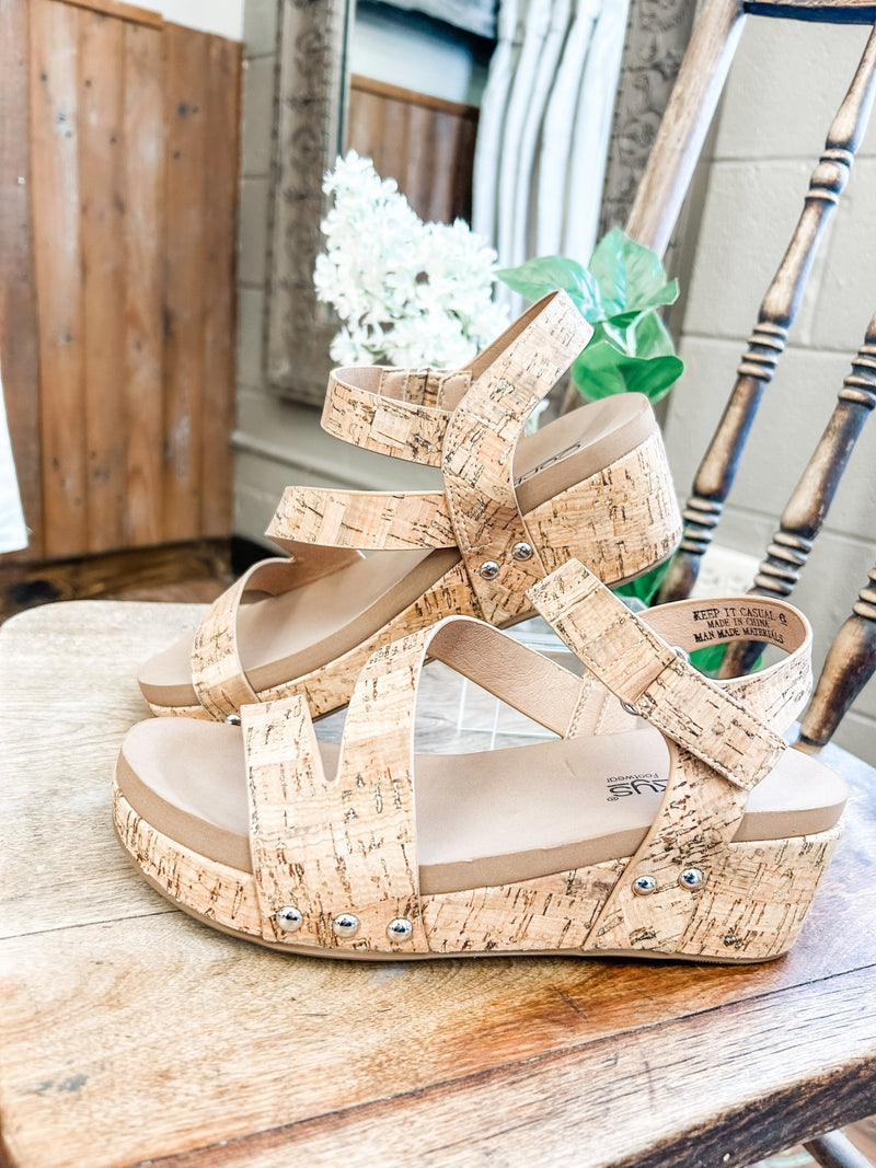 Keep It Casual Glitter Cork Sandal - Allure Boutique WY