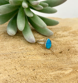 Turquoise Teardrop Ring 7.5