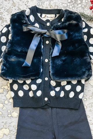 Kids Black Fur Vest with Bow - Allure Boutique WY