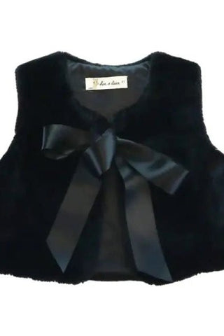 Kids Black Fur Vest with Bow - Allure Boutique WY