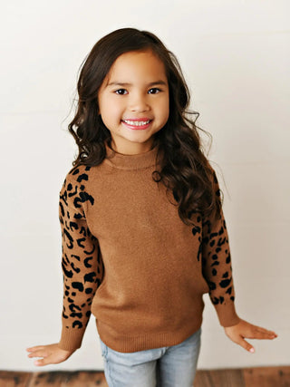 Kids Brown Leopard Print Crew Neck - Allure Boutique WY