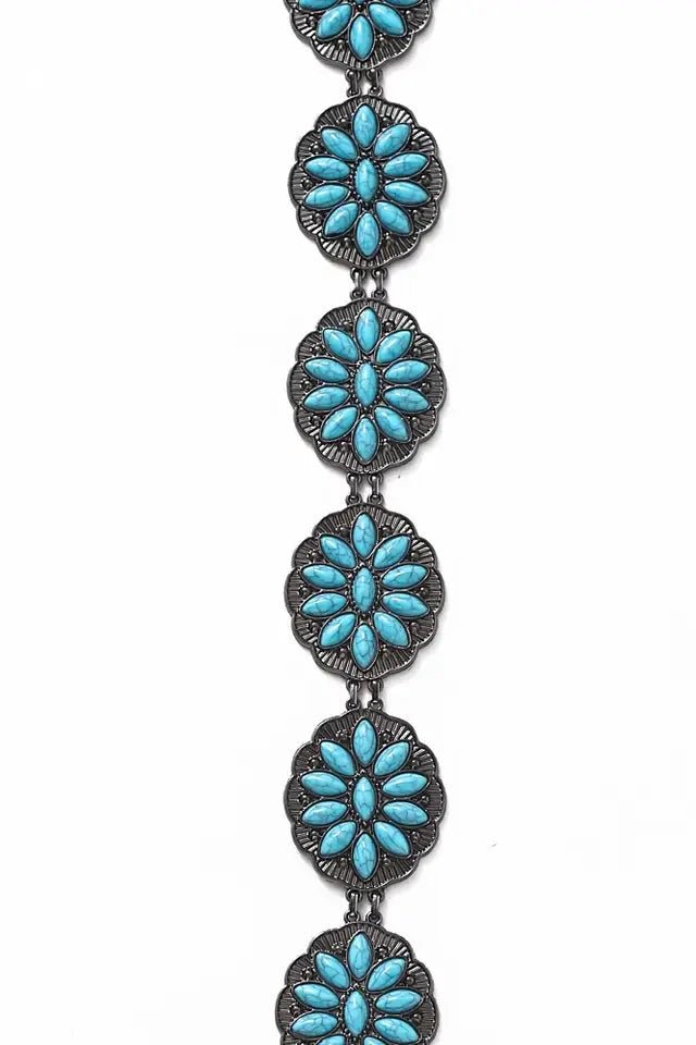 Kids Oval Turquoise Concho Belt - Allure Boutique WY