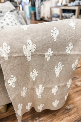 Knit Baby Blanket with Cacti - Allure Boutique WY