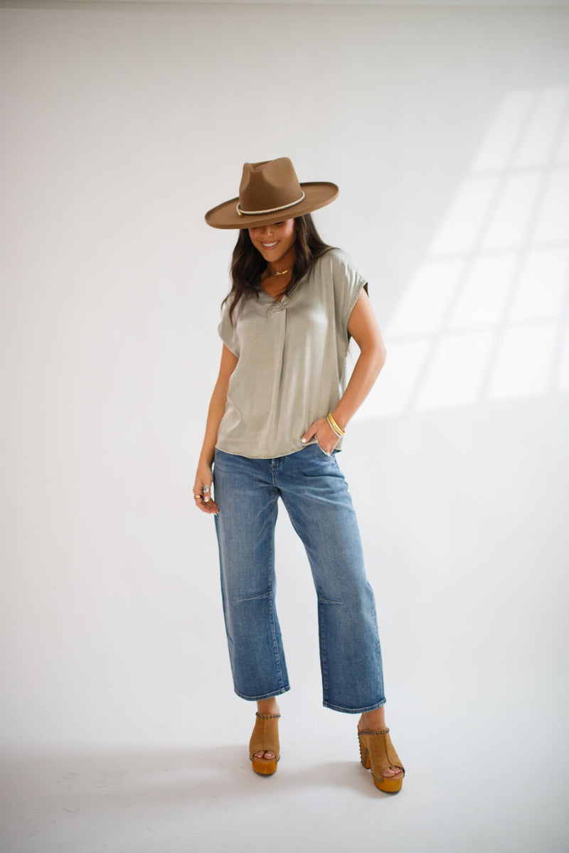 Kristen Relaxed Fit Blouse Vetiver - Allure Boutique WY