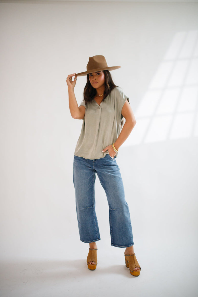 Kristen Relaxed Fit Blouse Vetiver - Allure Boutique WY