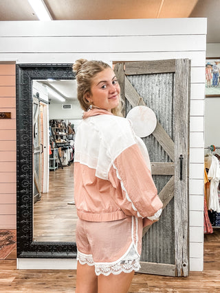 Lace Detail Windbreaker Set - Allure Boutique WY