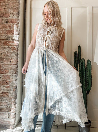 Lace Front Tie Long Duster - Allure Boutique WY