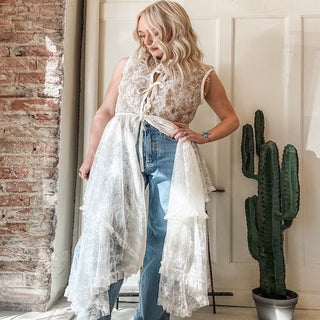 Lace Front Tie Long Duster - Allure Boutique WY