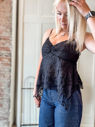 Lace Handkerchief Hem Cami Top - Allure Boutique WY
