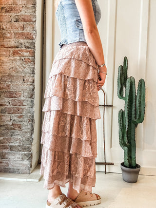 Lace + Rose Jacquard Ruffle Tiered Maxi Skirt - Allure Boutique WY