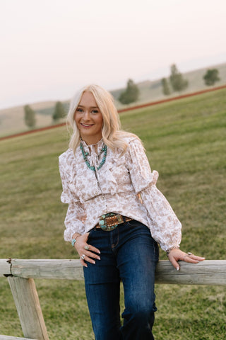 Lainey Folk Floral Blouse - Allure Boutique WY