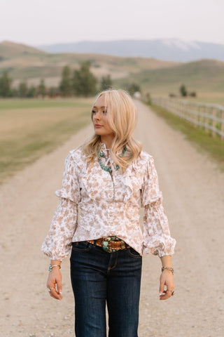 Lainey Folk Floral Blouse - Allure Boutique WY