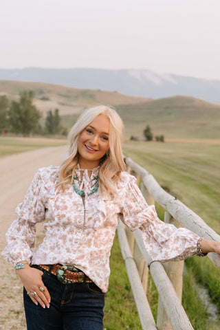 Lainey Folk Floral Blouse - Allure Boutique WY