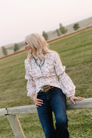 Lainey Folk Floral Blouse - Allure Boutique WY