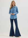 Lainey Moxie Western Shirt in Medium Blue - Allure Boutique WY