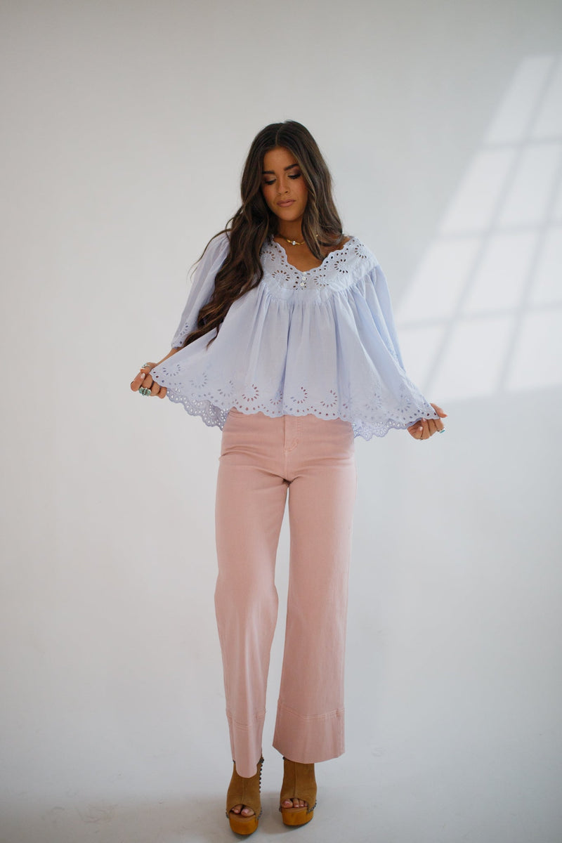 Lania Eyelet Blouse Skyway - Allure Boutique WY