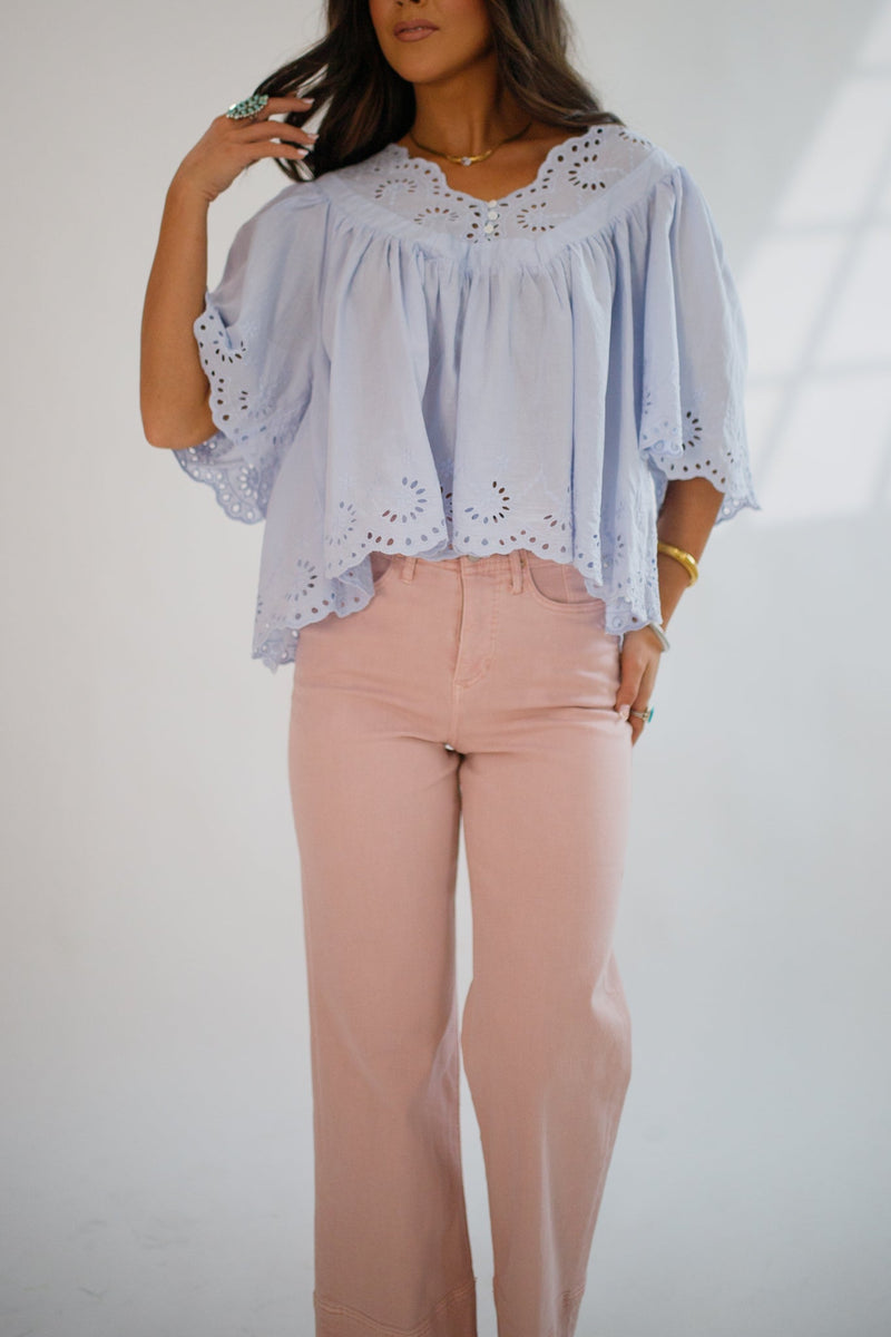 Lania Eyelet Blouse Skyway - Allure Boutique WY