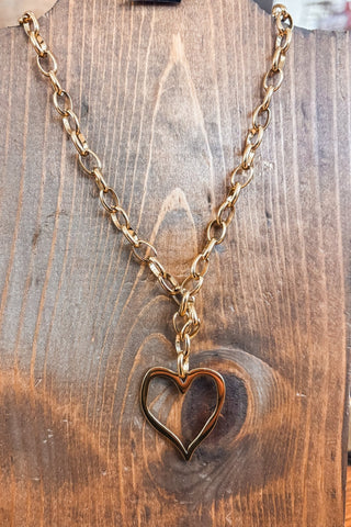 Large Open Heart Necklace - Gold - Allure Boutique WY