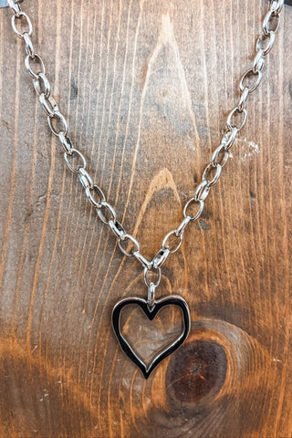 Large Open Heart Necklace - Silver - Allure Boutique WY