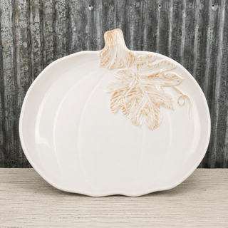 Large White Ceramic Pumpkin Plate - Allure Boutique WY