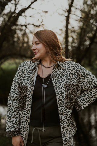 Leopard Contrast Print Denim Jacket - Allure Boutique WY