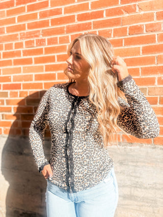 Leopard + Lace Knit Top - Allure Boutique WY