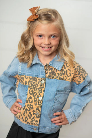 Leopard Patch Denim Jacket - Allure Boutique WY