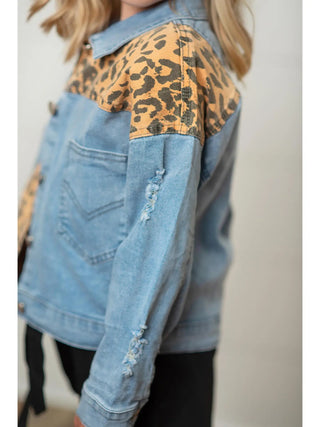 Leopard Patch Denim Jacket - Allure Boutique WY