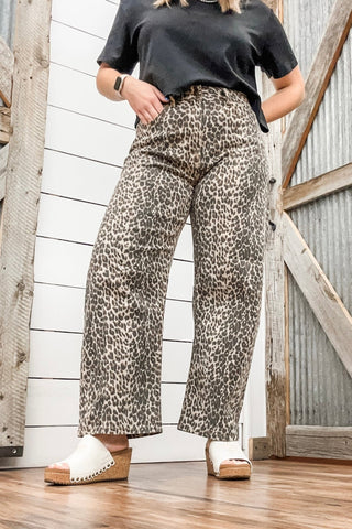 Leopard Print Barrel Jean - Allure Boutique WY