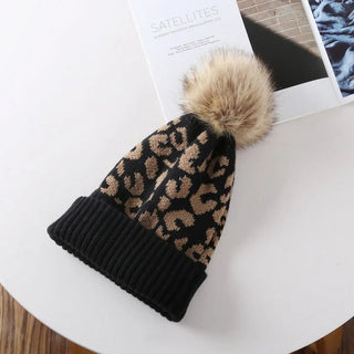 Leopard Print Knit Hat with Pom - Allure Boutique WY