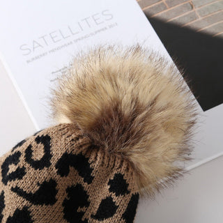 Leopard Print Knit Hat with Pom - Allure Boutique WY